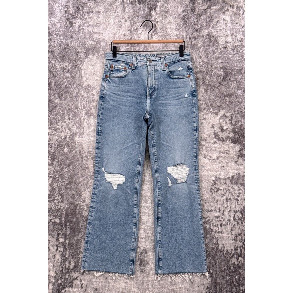 New Adriano Goldschmied AG Jeans 27 Womens Kinsley High Rise Crop Distressed